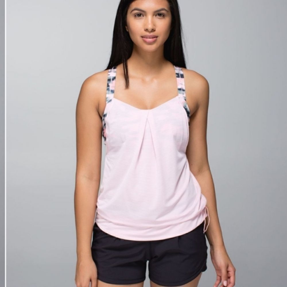 Lululemon Rest Less Tank Heathered Barely Pink /